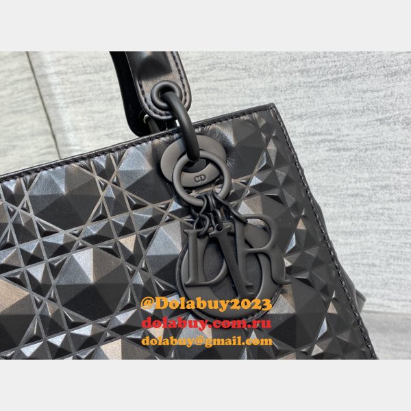 Christian Lady Dior 24cm AAA+ 1:1 Mirror Top Quality Black Bag