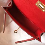 Designer Hermes Red Mini Kelly Handbag Epsom leather