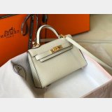 Knockoff Hermes Mini Kelly Handbag Epsom leather Off white