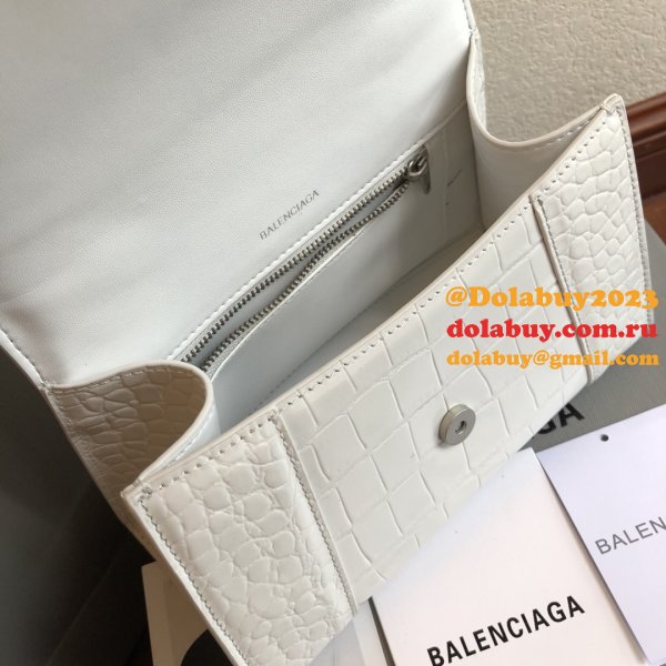 Knockoff Balenciaga White Hourglass Leather Top Handle Bag