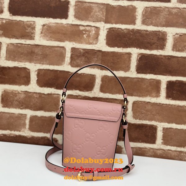 Gucci 772795 UK Embossed Top Handle 7 Stars Shoulder Bag