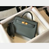 Hermes Duplicate Mini Kelly Epsom leather ArmyGreen Bags