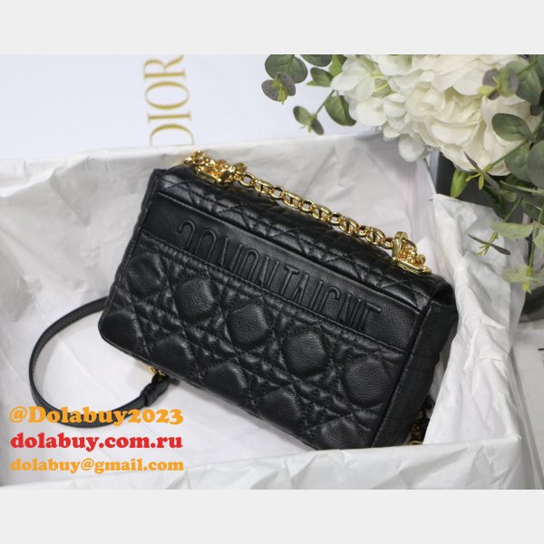 Copy Dior Caro 20cm Bag Black Supple Cannage Calfskin