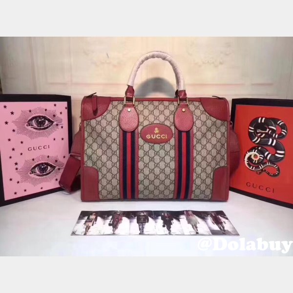 AAA+ 459311 GUCCI Shoulder Hand Boston Brown Red Bag