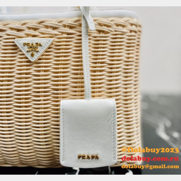 Top Quality 7 Star prada Wicker and canvas tote bag