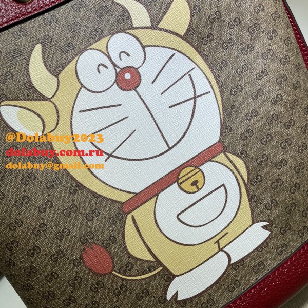 Wholesale Doraemon x Gucci small bucket 655597 red bag