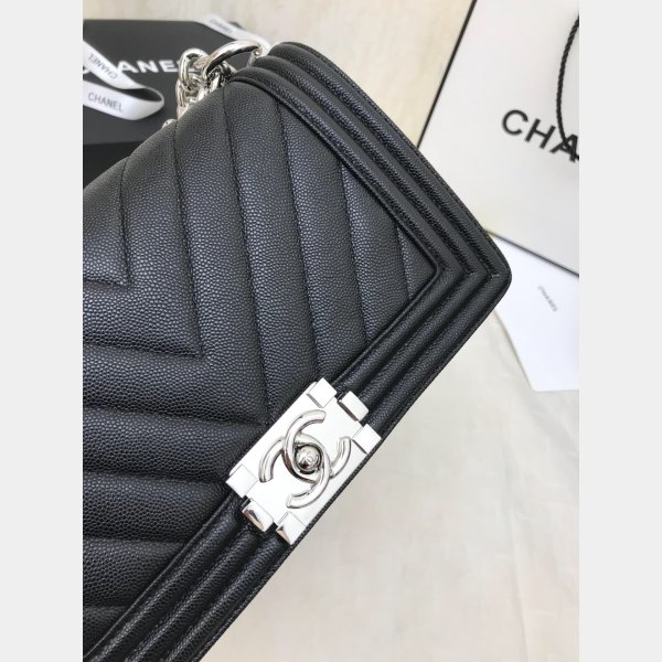 Buy top High Quality bag CC V Le Boy Handbag caviar leather 25cm