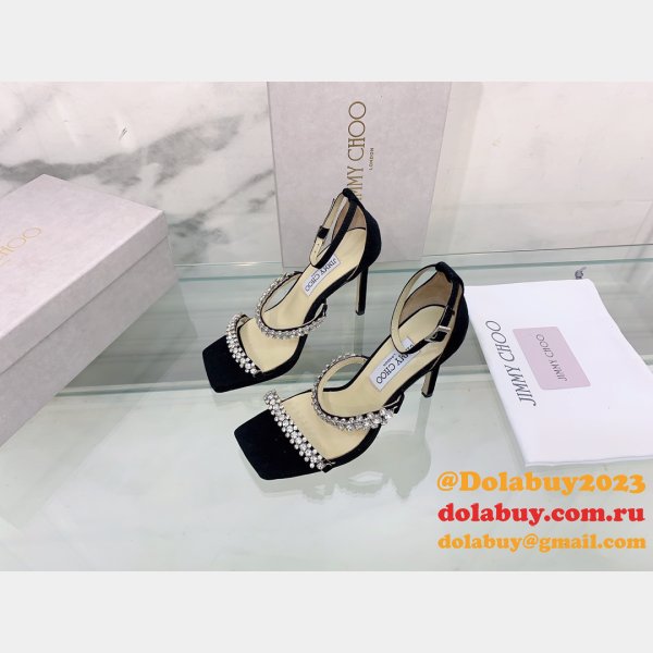 Suede Sandals Knockoff Jimmy Choo 7 Star Heel 10CM Shoes