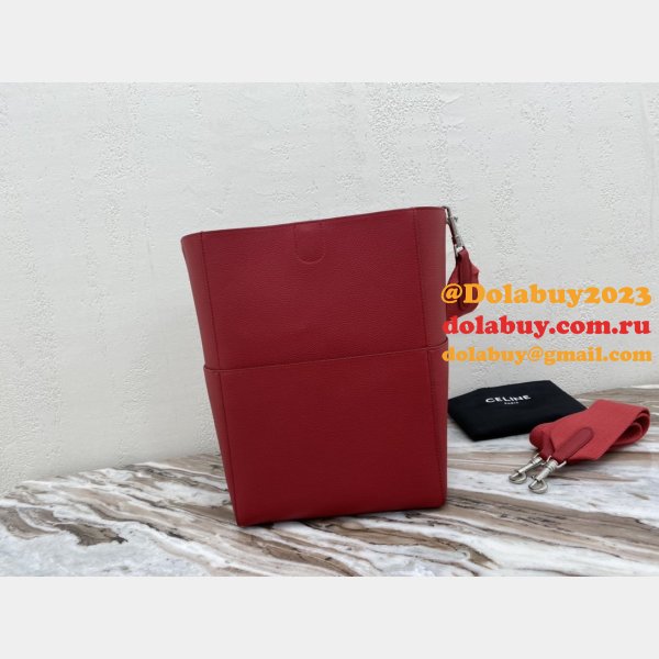 Discount Celine Sangle Seau Bucket Bag Red Calfskin High Quality bag