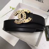 Luxury 1:1 Mirror CC Double C Belt Black Width 3.0cm 1137