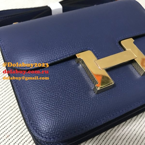 Hermes Constance Bag 18cm Epsom Leather dark blue Wholesale