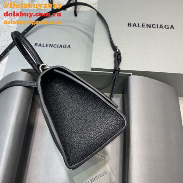 Perfect Balenciaga Hourglass Top Handle Bag Lychee pattern black