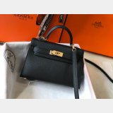 Hermes Mini Kelly Black Perfect Handbag Epsom leather