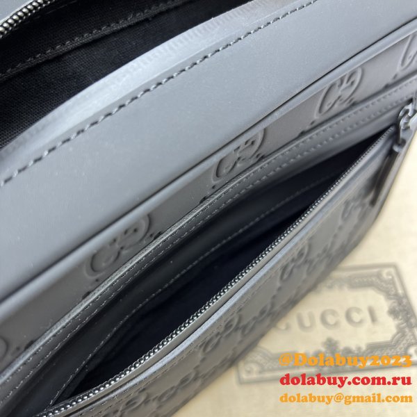 Gucci Wholesale GG Crossbody Rubber-effect 775097 Black Bag