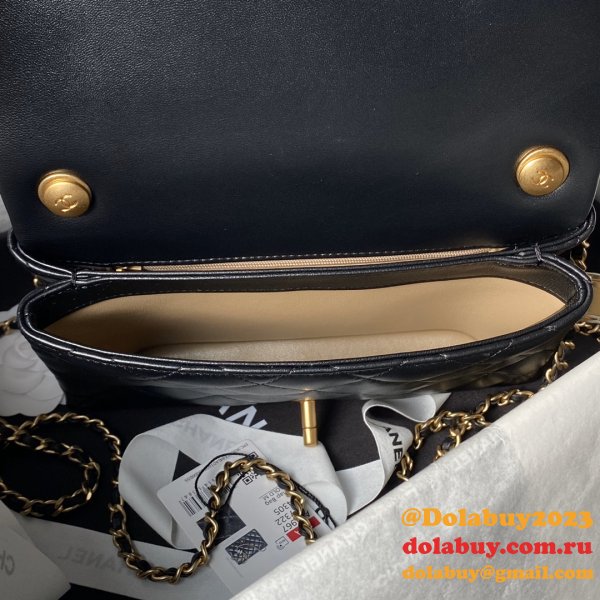 Duplicate AS4967 Classic Flap Luxury 7 Star Black/White Bags