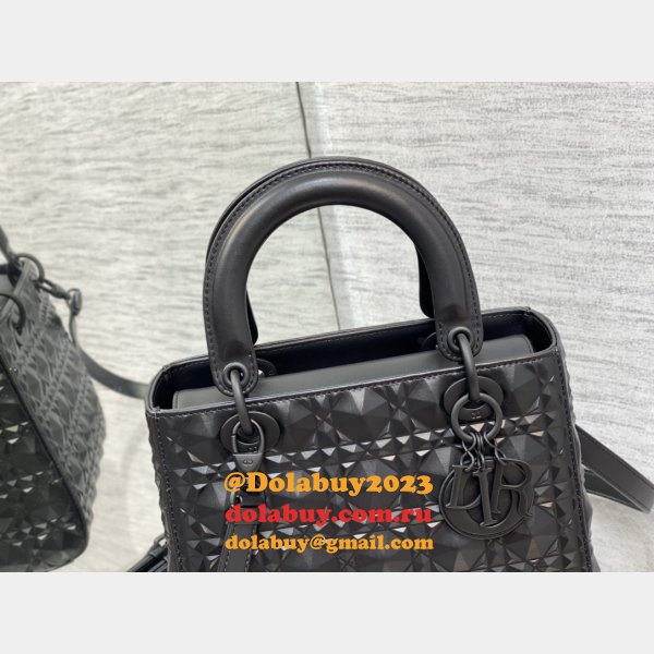 Christian Lady Dior 24cm AAA+ 1:1 Mirror Top Quality Black Bag