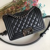 High Quality CC Le Boy 7 Star Best Black Bags lambksin 20cm