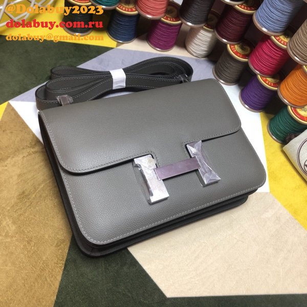 Hermes Constance Bag 23cm Epsom Leather Dark Grey 7 Star