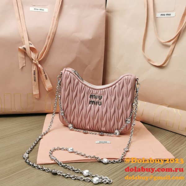 Best 2024 Perfect Miu Miu Matelasse 5BH211 Quality Fake Bag