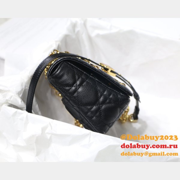 Copy Dior Caro 20cm Bag Black Supple Cannage Calfskin