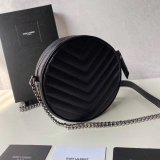 Inspired YSL Vinyle round camera bag 610436 chevron-quilted