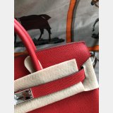 Hermes Birkin Epsom leather Handbags Red Silver Inspired