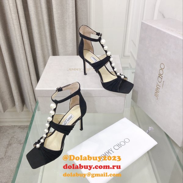 Suede Sandals Aura 95 Luxury Jimmy Choo Heel: 8.5 cm Shoes