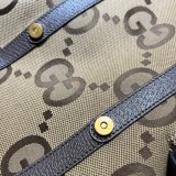 7 Star Gucci Backpack Designer 678829 with jumbo GG in camel and ebony GG canvas