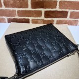 Designer Gucci 7 Star 696009 GG embossed Black messenger bag