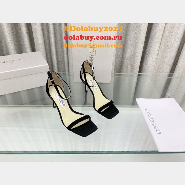 7 Star Jimmy Choo Alva Suede Sandals 1:1 Mirror Heel 8.5 cm Shoes