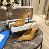 Replica Aquazzura Copy Pointed Toe Rhinestone Sandals Heel Shoes