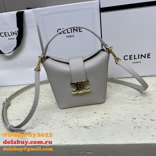 Duplicate Celine 10K943 Bucket Triomphe Smooth Designer Bag