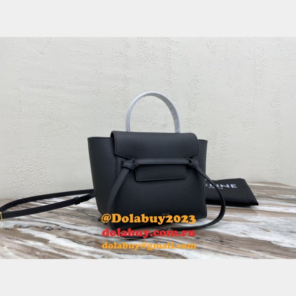 Wholesale Celine Leather Nano Belt Bag in Black