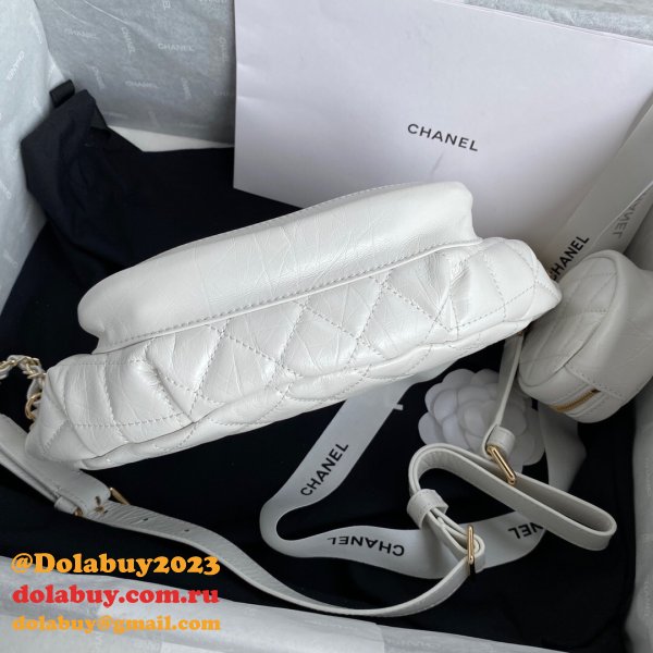 Copy CC High Quality Calfskin Waist AS1077 White Bag