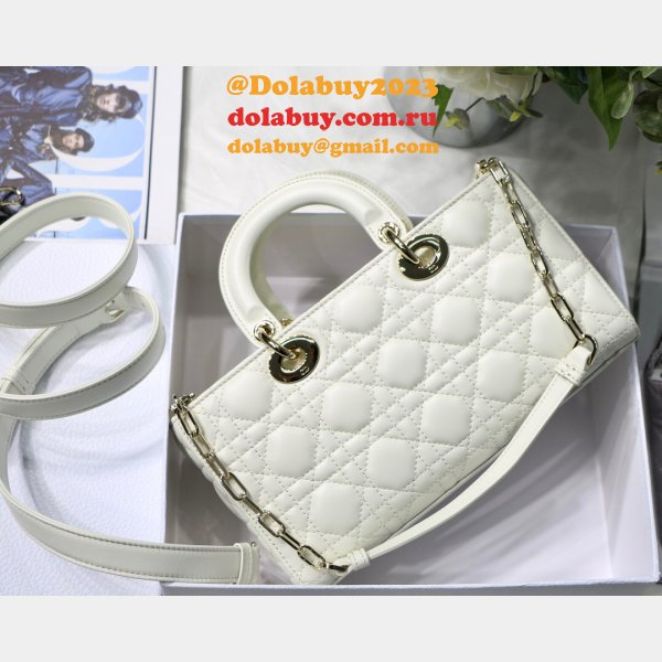 Dior High Quality Wholesale Black/White Lady Dior Cannage Tech Pouch 26cm