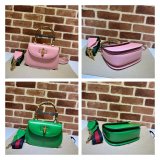 Fashion Gucci Copy 675797 Small top handle pink/green bag with Bamboo