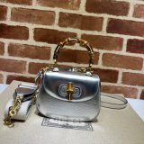 China Gucci 1:1 Mirror Bamboo 1947 675797/686864 top handle Silver bag