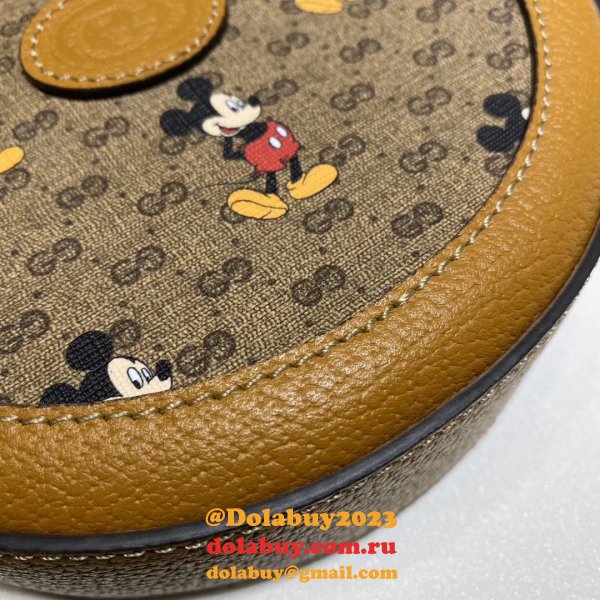 Best Beige Disney x Gucci round shoulder 603938 Copy bag