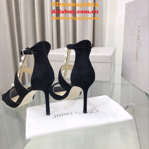 Suede Sandals Aura 95 Luxury Jimmy Choo Heel: 8.5 cm Shoes