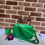 Fashion Gucci Copy 675797 Small top handle pink/green bag with Bamboo