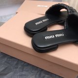 Wholesale High Quality bag Miu Miu Copy Flat Sandals and Slippers Shoes