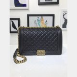 Fake CC Le Boy Cheap Mall Black Bags Caviar 28cm