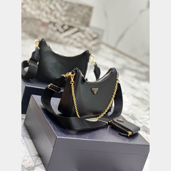 1:1 Clone Prada Fake Handbags Outlet Leather Hobo Re-Edition Online