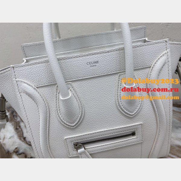 Buy Online Celine White Nano Luggage Bag-168243 Duplicate