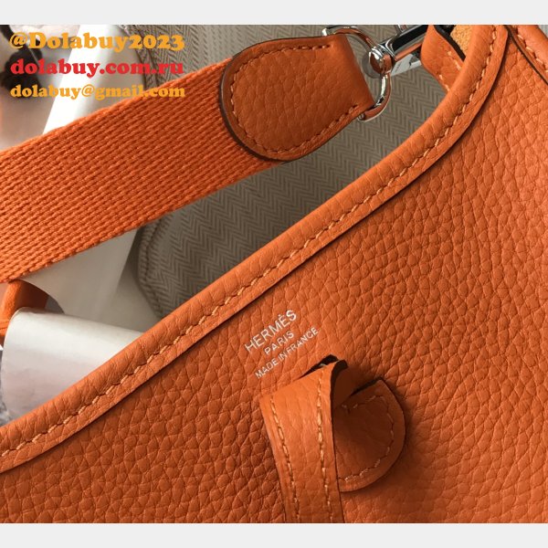 Hermes Bags 1:1 Mirror Mini Evelyne Orange