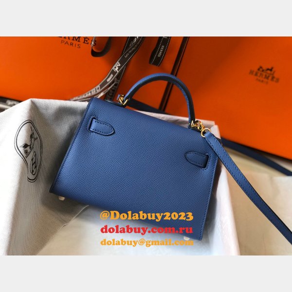 Hermes Blue Mini Kelly Cheap Handbag Epsom leather