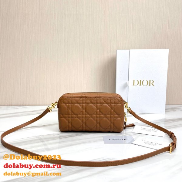 High Quality Dior Caro Bag Brown Supple Cannage Calfskin Fashion