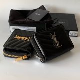 Inspired Saint Laurent monogram compact zip around black wallet