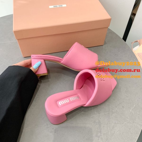 Miu Miu Fashion Bread Slippers Heel Sandals Shoes