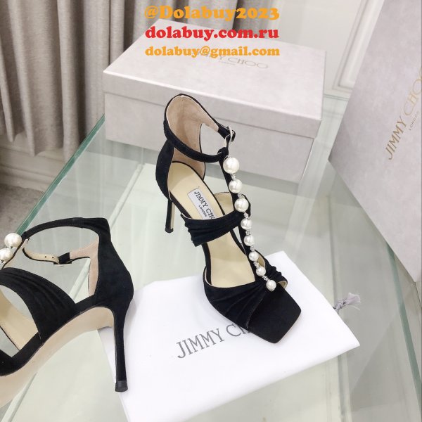 Suede Sandals Aura 95 Luxury Jimmy Choo Heel: 8.5 cm Shoes